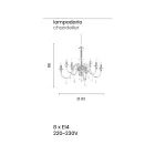 Candelabro 8 Luzes Clássico Italiano Vidro Cerceta Artesanal - Similo Viadurini