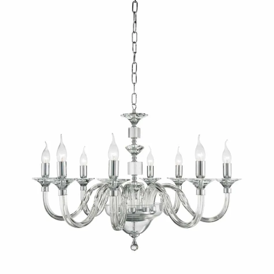 Lustre de vidro 8 desgin luzes com decorações de cristal Ivy Viadurini