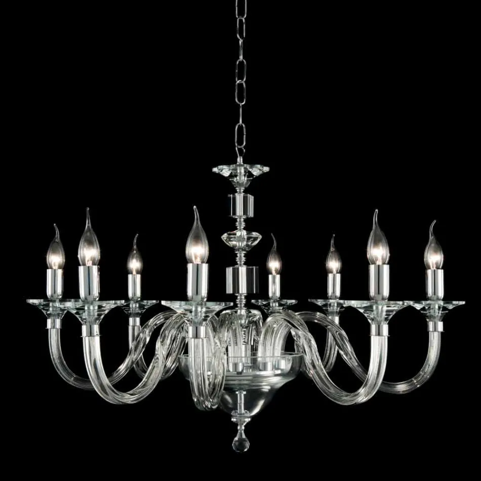 Lustre de vidro 8 desgin luzes com decorações de cristal Ivy Viadurini