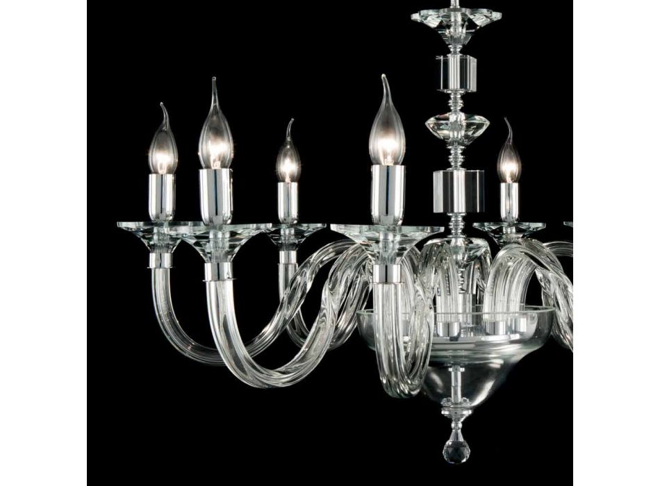Lustre de vidro 8 desgin luzes com decorações de cristal Ivy Viadurini
