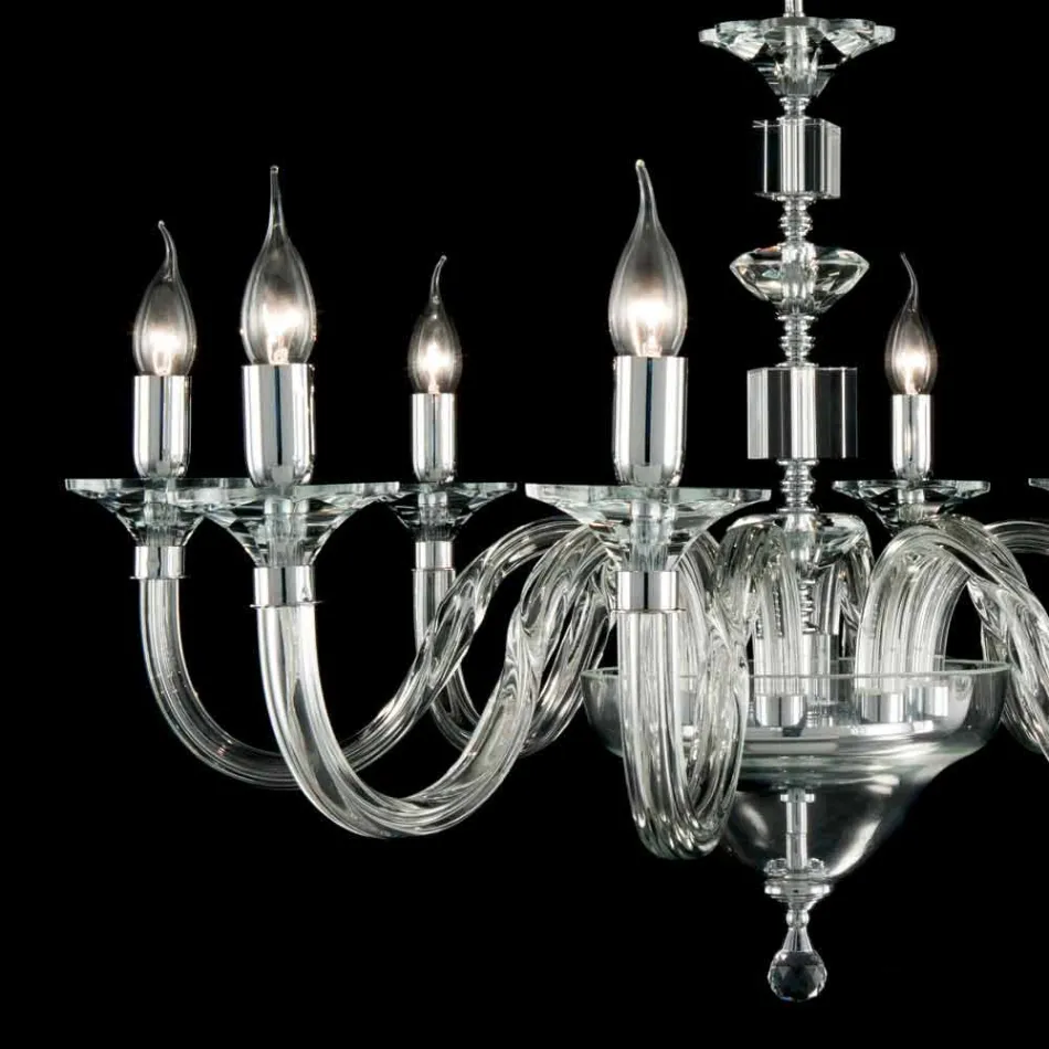 Lustre de vidro 8 desgin luzes com decorações de cristal Ivy Viadurini