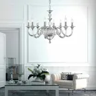 Lustre de vidro 8 desgin luzes com decorações de cristal Ivy Viadurini