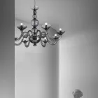 Lustre 8 Luzes em Veneza Vidro e Metal Made in Italy - Foscarino Viadurini