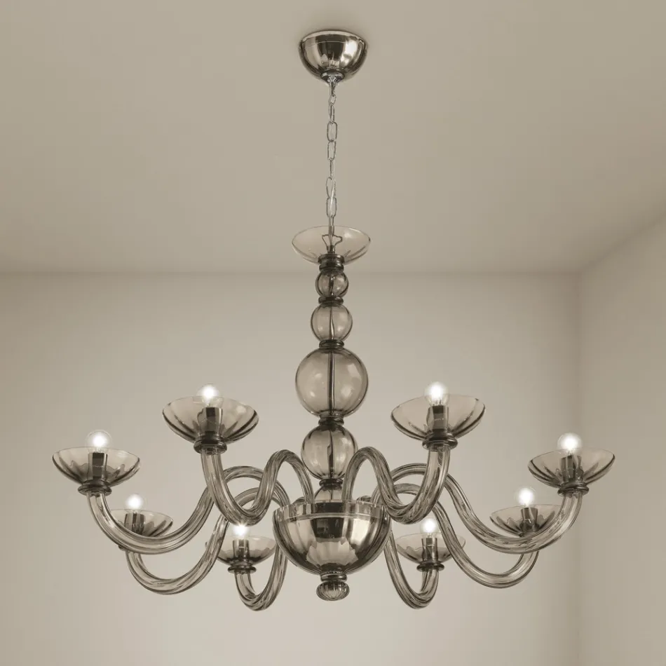 Lustre 8 Luzes em Veneza Vidro e Metal Made in Italy - Foscarino Viadurini