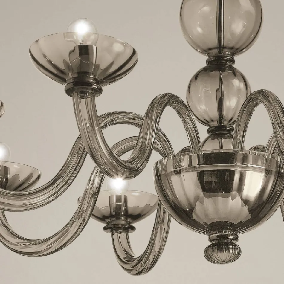 Lustre 8 Luzes em Veneza Vidro e Metal Made in Italy - Foscarino Viadurini