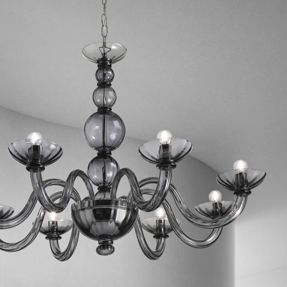Lustre 8 Luzes em Veneza Vidro e Metal Made in Italy - Foscarino Viadurini