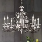 Candelabro de 8 Luzes em Vidro Soprado e Cristal de Luxo Clássico - Cassea Viadurini