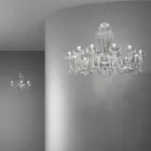 Lustre de vidro veneziano feito à mão 12 luz, feito na Itália - Regina Viadurini