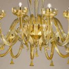 Candelabro de 16 luzes em vidro veneziano e ouro, feito à mão na Itália - Regina Viadurini