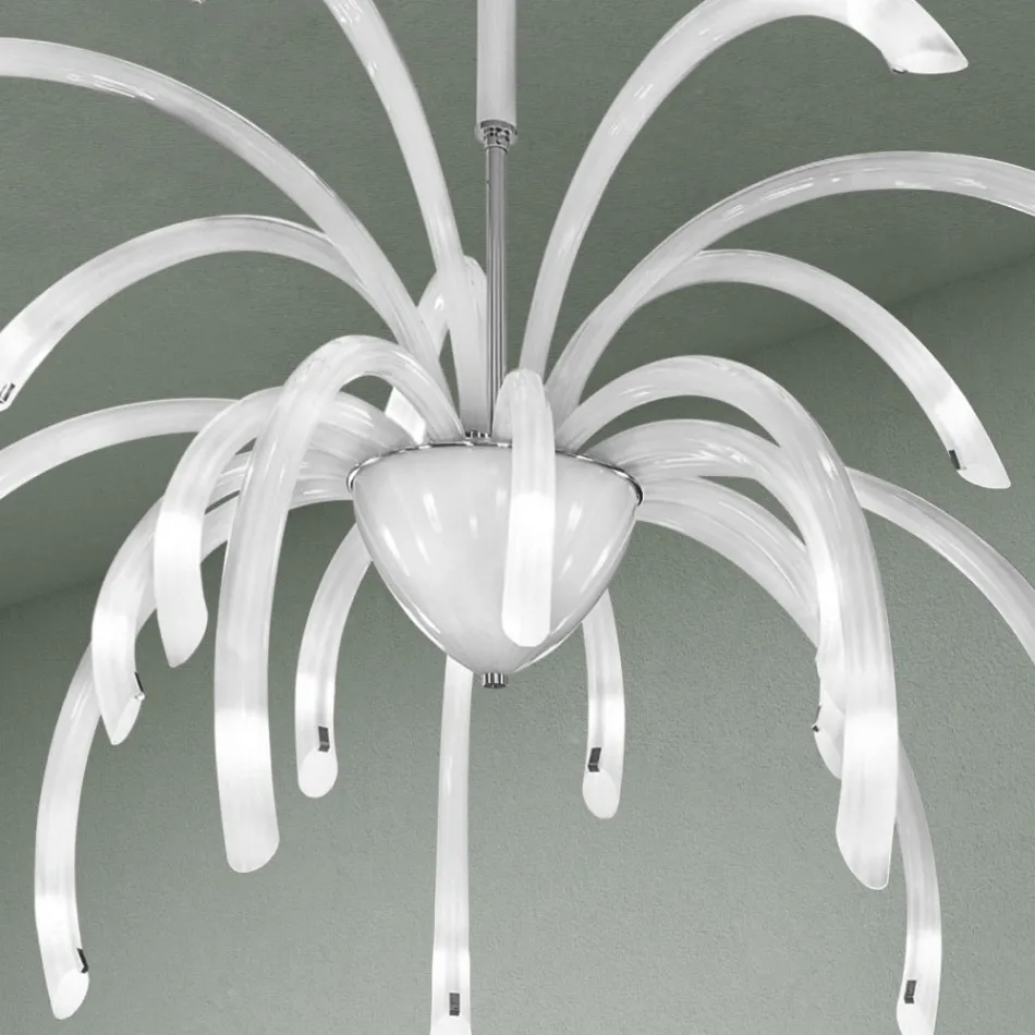 Candelabro de vidro veneziano de 21 luzes feito à mão na Itália - Jason Viadurini