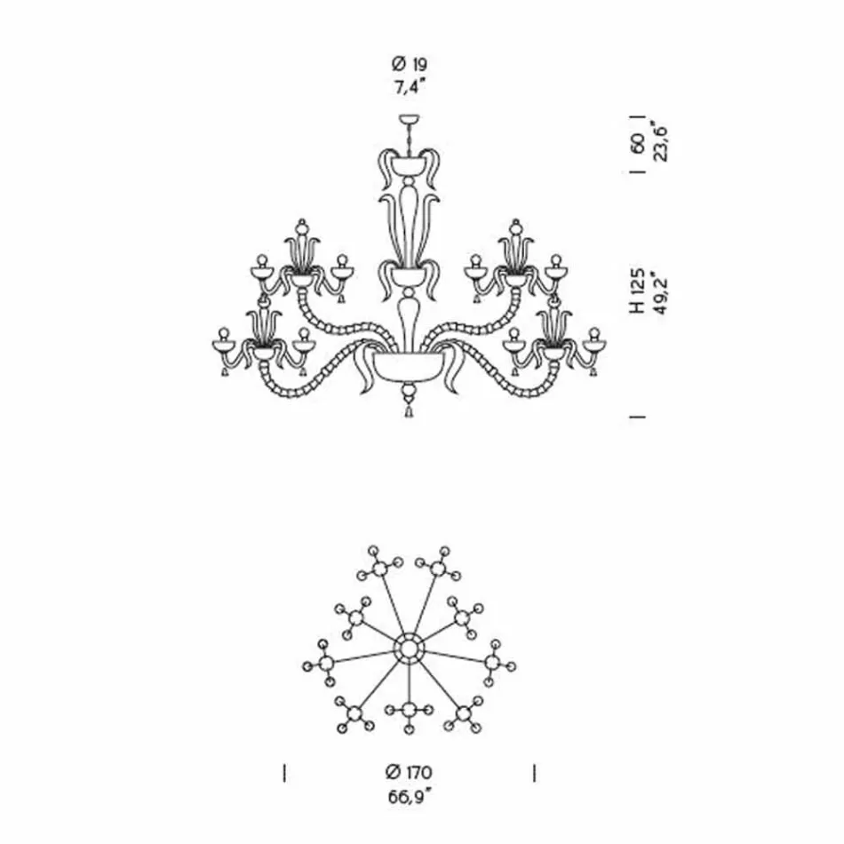 Lustre com 27 Luzes em Vidro Branco Veneza, Feito à Mão na Itália - Regina Viadurini
