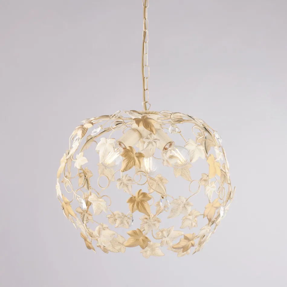 Lustre de três luzes em metal e cristal para sala de estar – Orchidea Viadurini