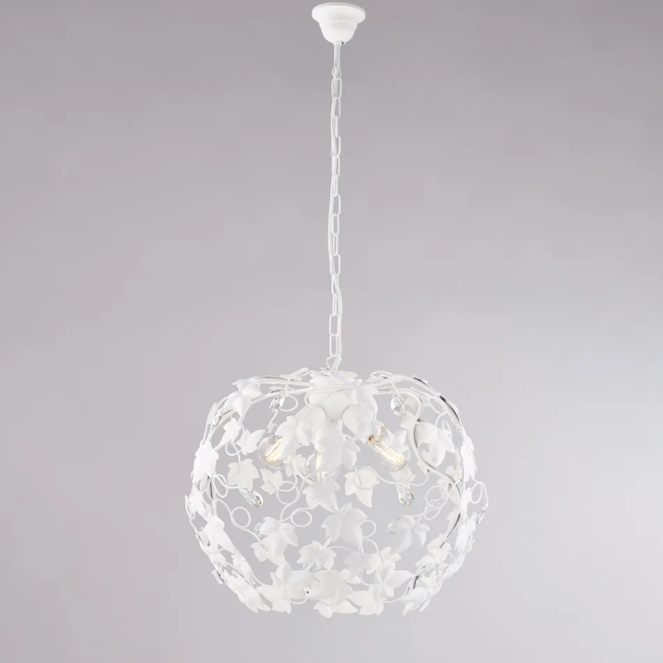 Lustre de três luzes em metal e cristal para sala de estar – Orchidea Viadurini