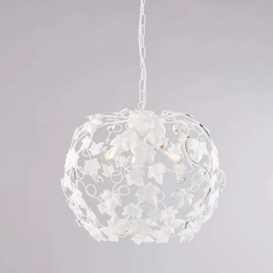 Lustre de três luzes em metal e cristal para sala de estar – Orchidea Viadurini