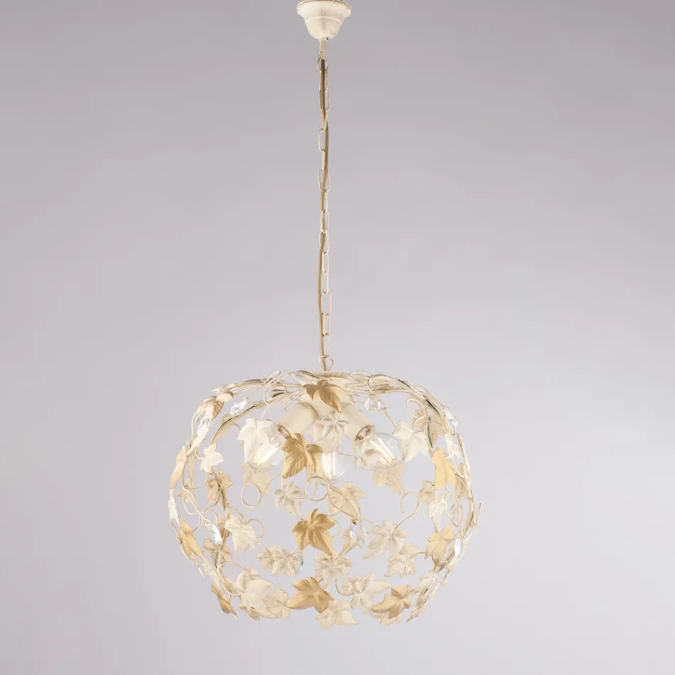 Lustre de três luzes em metal e cristal para sala de estar – Orchidea Viadurini