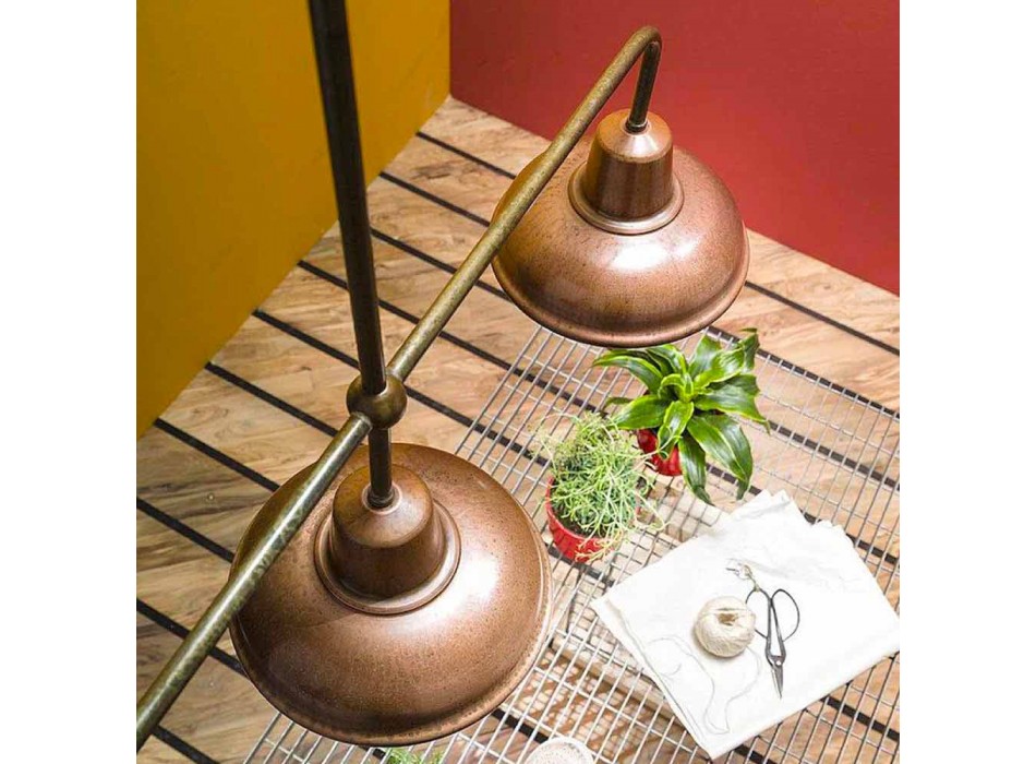 Candelabro de 3 luzes em design vintage de cobre e latão - Contrada by Il Fanale Viadurini