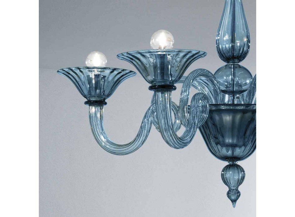 5 Luzes Artisan Glass Chandelier from Venice, Made in Italy - Margherita
