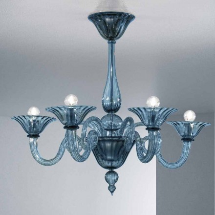 5 Luzes Artisan Glass Chandelier from Venice, Made in Italy - Margherita Viadurini