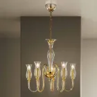 Lustre de 5 luzes feito à mão na Itália em vidro veneziano - Vittoria Viadurini