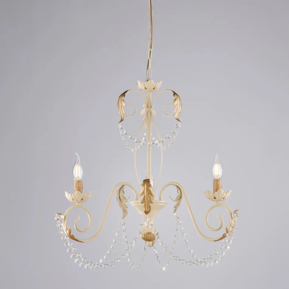 Lustre de 5 luzes em metal e cristal para uma iluminação dramática – Perla Viadurini