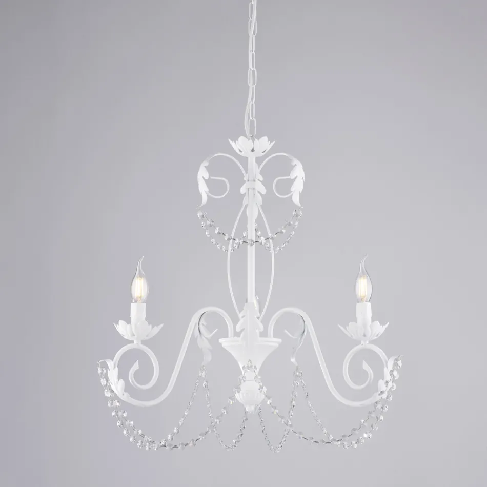 Lustre de 5 luzes em metal e cristal para uma iluminação dramática – Perla Viadurini