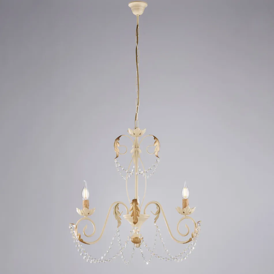 Lustre de 5 luzes em metal e cristal para uma iluminação dramática – Perla Viadurini