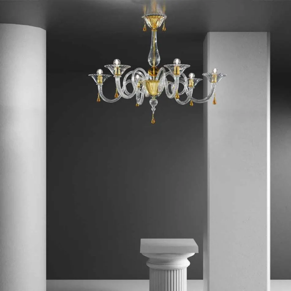 6 Lustre de vidro veneziano feito à mão leve, feito na Itália - Margherita Viadurini