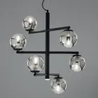 Lustre 6 Luzes em Metal Pintado com Difusores de Vidro - Lido Viadurini