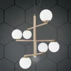 Lustre 6 Luzes em Metal Pintado com Difusores de Vidro - Lido Viadurini