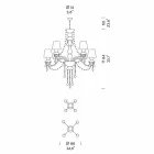 Candelabro de 8 luzes em vidro veneziano feito à mão, feito na Itália - Milagros Viadurini