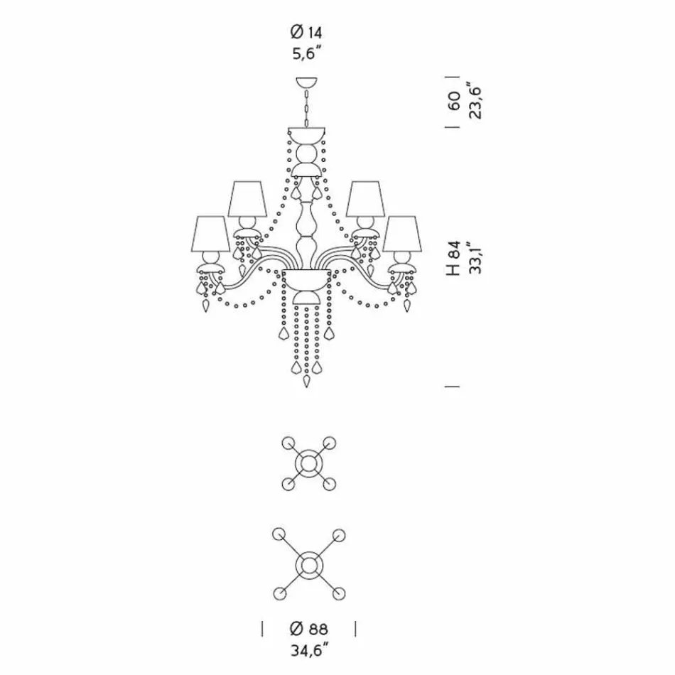 Candelabro de 8 luzes em vidro veneziano feito à mão, feito na Itália - Milagros Viadurini