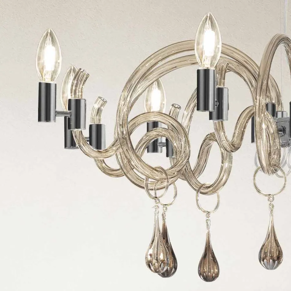 9 Lustre de vidro leve feito à mão em Veneza, feito na Itália - Bernadette Viadurini