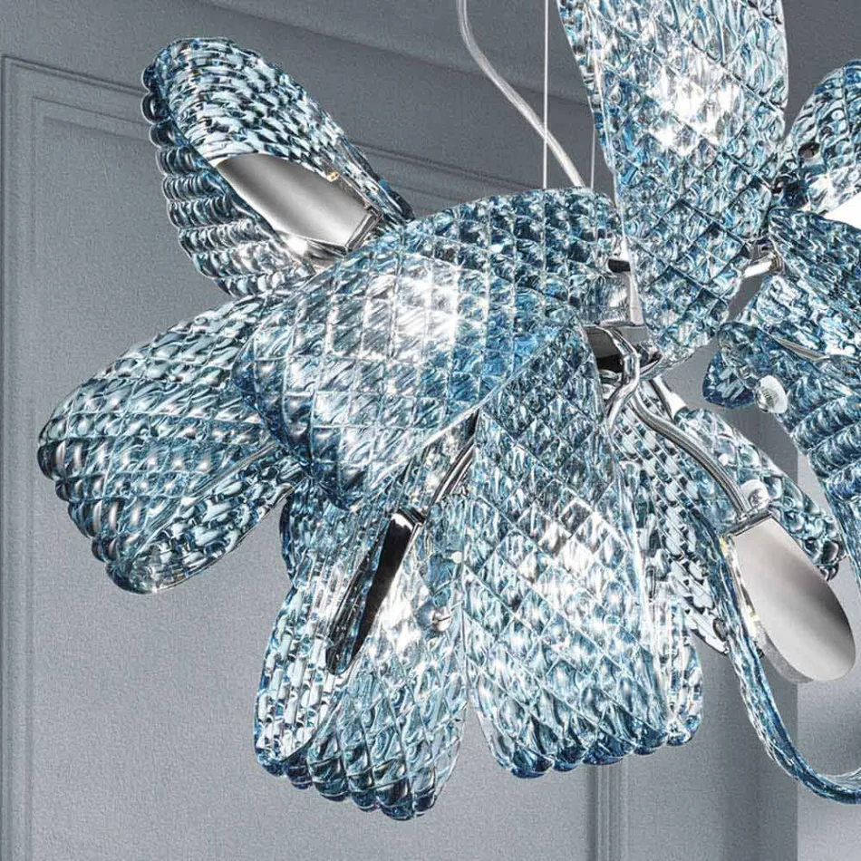 9 Lustre de vidro veneziano claro, feito à mão na Itália - Diamonique Viadurini
