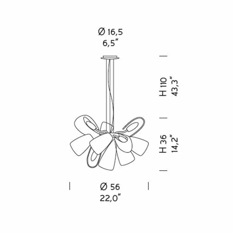 9 Lustre de vidro veneziano claro, feito à mão na Itália - Diamonique Viadurini