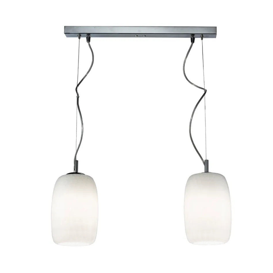 Lustre de vidro soprado à mão com duas ou três luzes, fabricado na Itália - Sibilla Viadurini