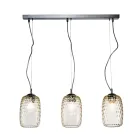 Lustre de vidro soprado à mão com duas ou três luzes, fabricado na Itália - Sibilla Viadurini