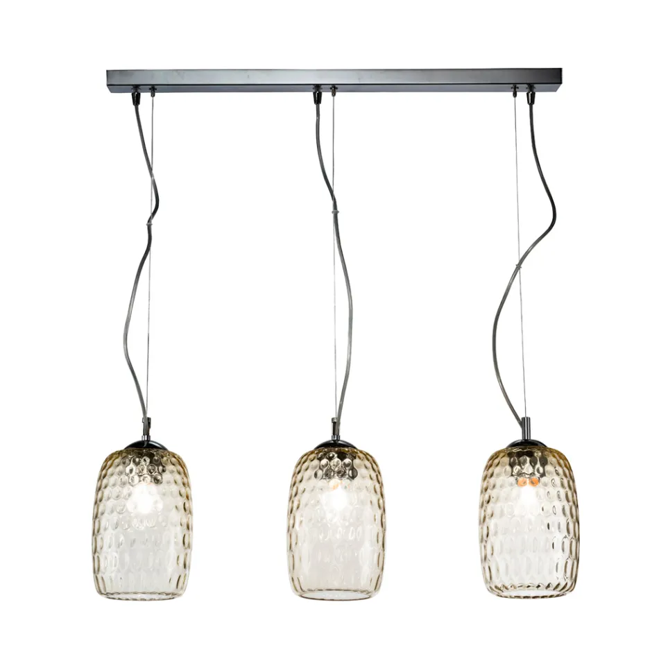Lustre de vidro soprado à mão com duas ou três luzes, fabricado na Itália - Sibilla Viadurini