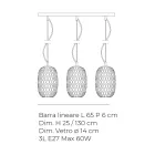 Lustre de vidro soprado à mão com duas ou três luzes, fabricado na Itália - Sibilla Viadurini