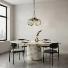 Lustre veneziano de três luzes em vidro soprado, modelo Bouquet, fabricado na Itália - Lucilla Viadurini