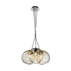 Lustre veneziano de três luzes em vidro soprado, modelo Bouquet, fabricado na Itália - Lucilla Viadurini