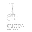 Lustre de sete luzes em vidro polido ou acetinado, fabricado na Itália - Althea Viadurini