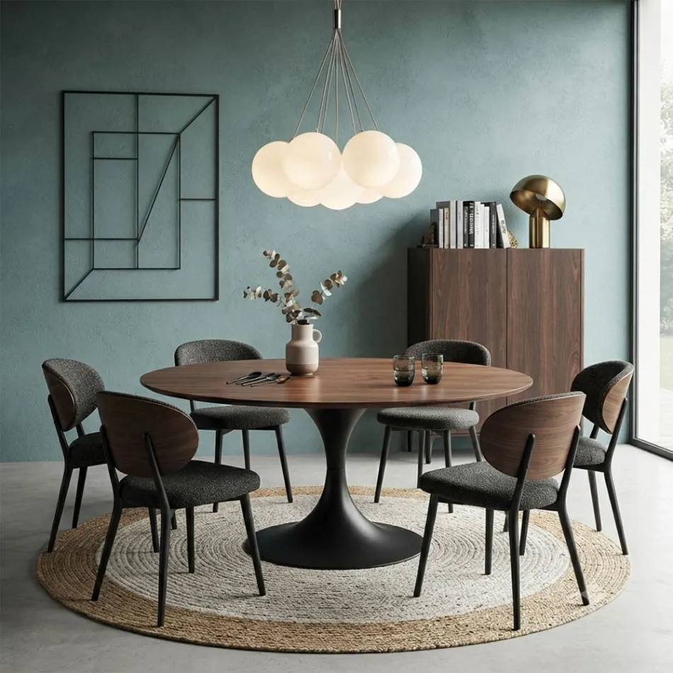 Lustre Althea de sete luzes em vidro polido ou acetinado, fabricado na Itália. Viadurini