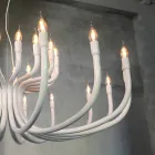 Lustre Suspenso com 16 ou 32 Luzes em Alumínio Branco ou Preto - Alviso Viadurini