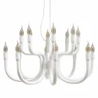 Lustre Suspenso com 16 ou 32 Luzes em Alumínio Branco ou Preto - Alviso Viadurini
