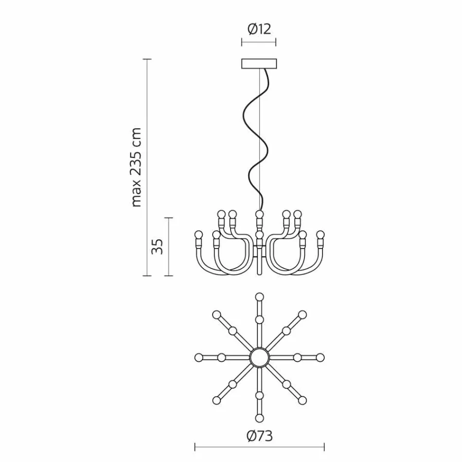 Lustre Suspenso com 16 ou 32 Luzes em Alumínio Branco ou Preto - Alviso Viadurini