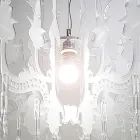 Luminária pendente em plexiglass branco acetinado, fabricada na Itália - Luca Viadurini