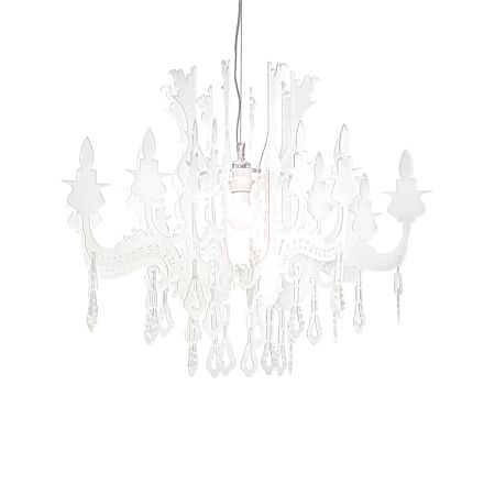 Luminária pendente em plexiglass branco acetinado, fabricada na Itália - Luca Viadurini