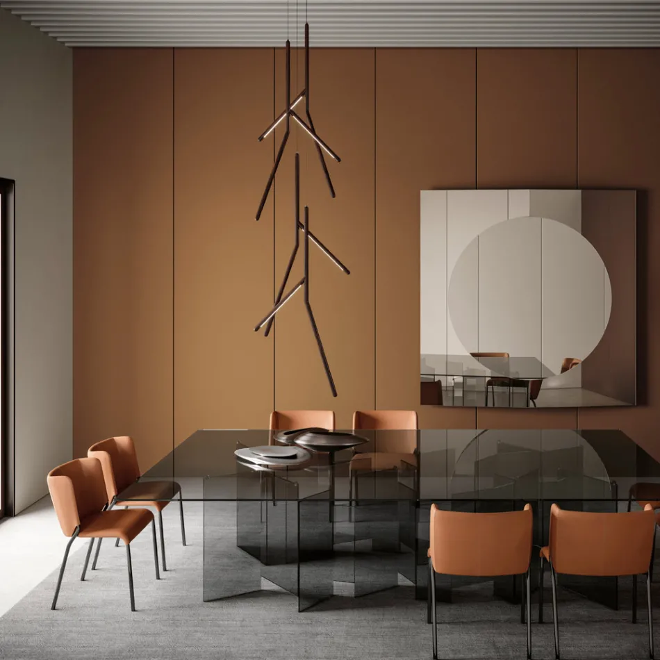 Lustre de Suspensão com Roseta Simples em Madeira Made in Italy - Orlov Viadurini