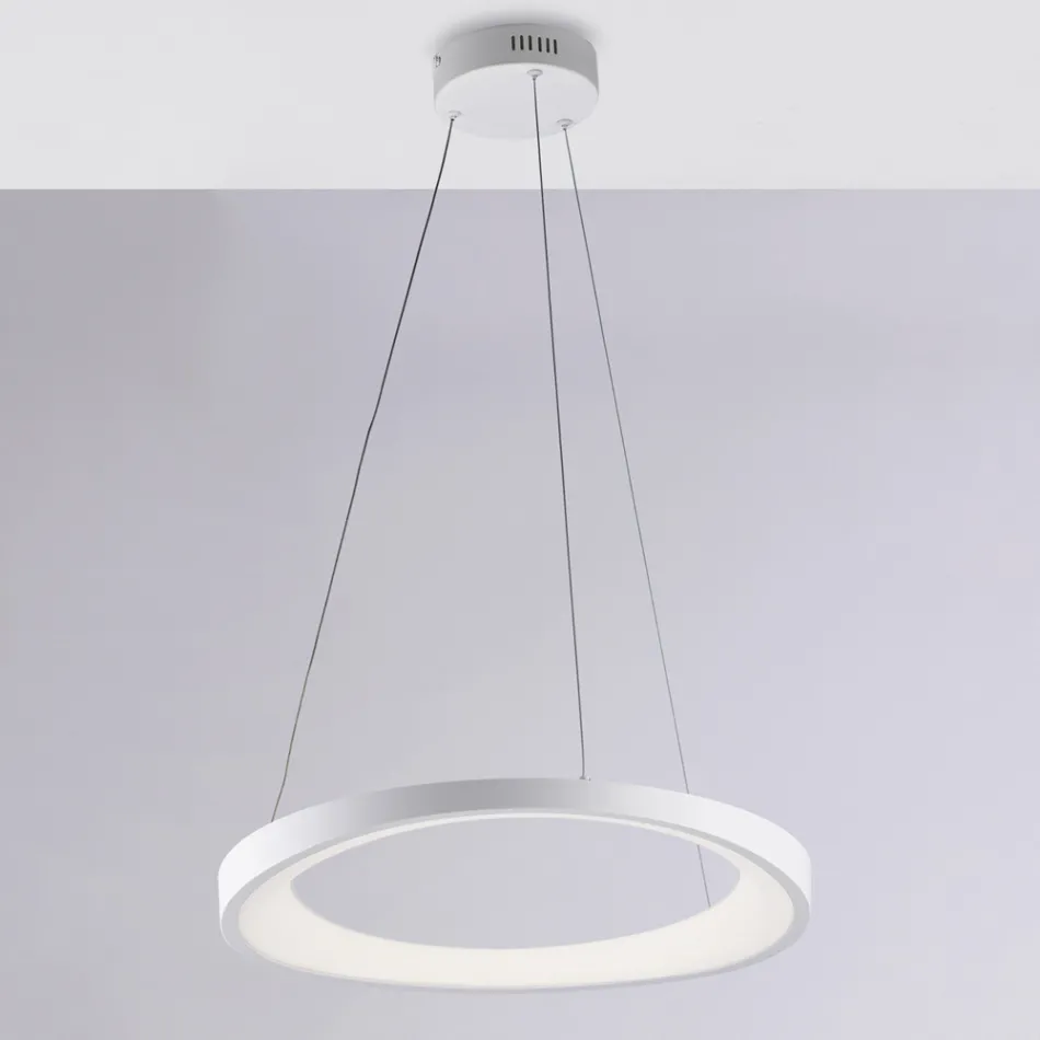 Voyager - Luminária pendente de metal branca, cromada e prateada para interiores. Viadurini
