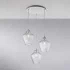 Luminária pendente Alnitak com 3 lâmpadas, vidro preto e estrutura metálica. Viadurini